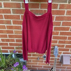 Express red cold shoulder sweater